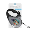 Фото Повідець-рулетка для собак WAUDOG R-leash, малюнок "Ракетобудування", світловідбиваюча стрічка, L, до 50 кг, 5 м чорний купити за ціною ₴1055.00
