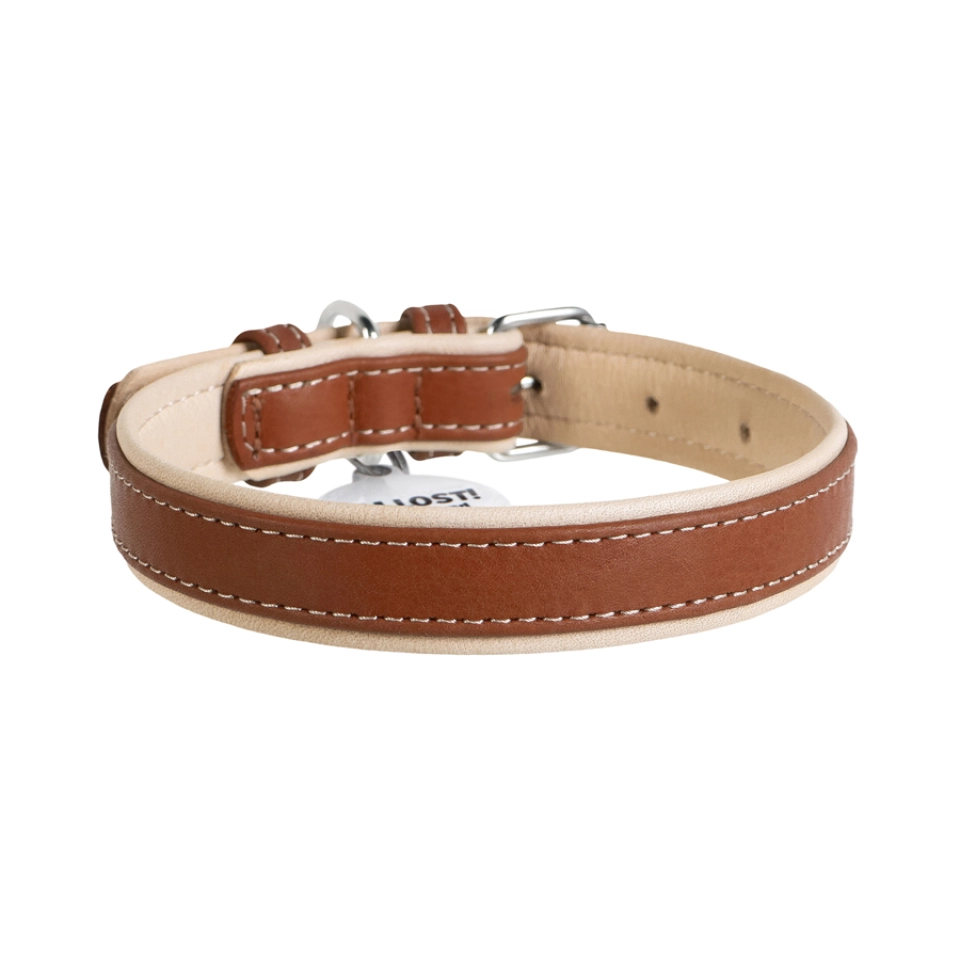 Фото Нашийник для собак шкіряний WAUDOG Soft з QR паспортом, Ш 25 мм, Дов 38-49 см коричневий купити за ціною ₴589.50