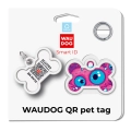 Фото Адресник для собак і котів металевий WAUDOG Smart ID з QR паспортом, малюнок "Око монстра", кістка, Д 40 мм, Ш 28 мм купити за ціною ₴165.00
