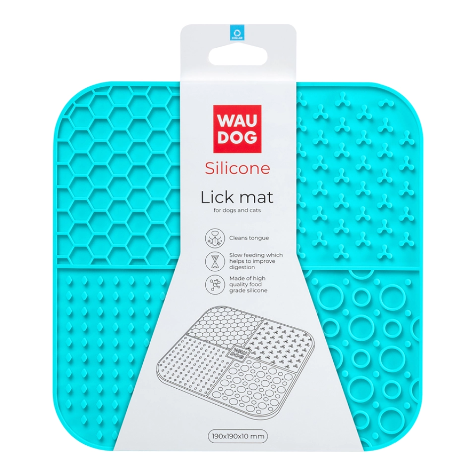Фото Килимок для злизування WAUDOG Silicone, 190х190х10 мм, блакитний купити за ціною ₴226.00