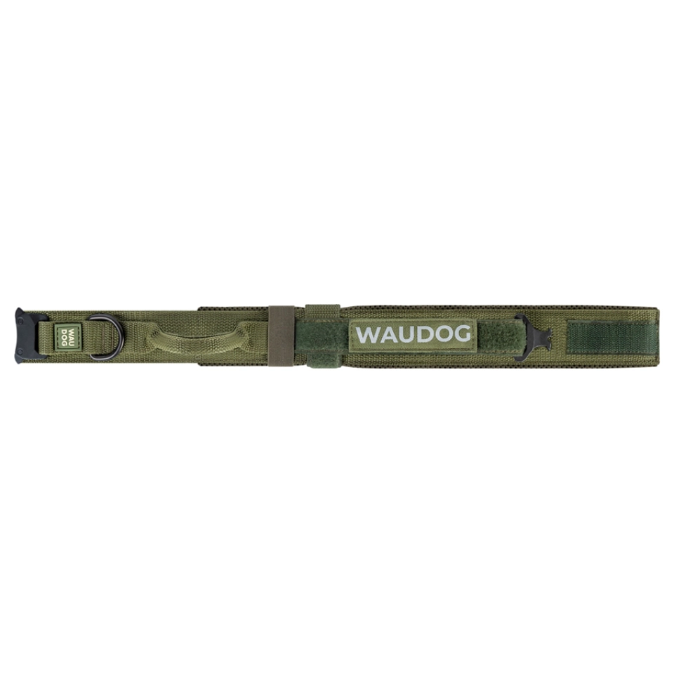 Фото Нашийник з ручкою тактичний для собак WAUDOG PRO, металевий фастекс, L, Ш 50 мм, Дл 45-55, хакі купити за ціною ₴720.00