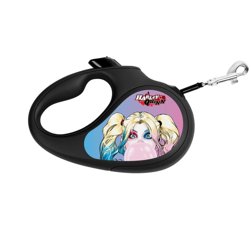 Фото Повідець-рулетка для собак WAUDOG R-leash, малюнок "Харлі Квін", L, до 50 кг, 5 м, світловідбиваюча стрічка чорний купити за ціною ₴1048.81