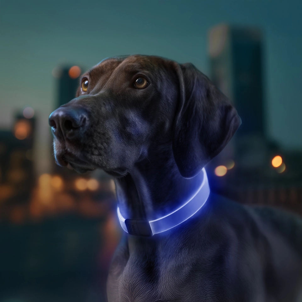 Фото Нашийник для собак з підсвічуванням WAUDOG LED, RGB, Type-C, регульований, Ш 25 мм, Дов 60 см купити за ціною ₴438.00