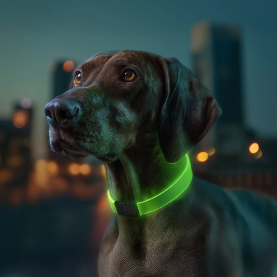 Фото Нашийник для собак з підсвічуванням WAUDOG LED, RGB, Type-C, регульований, Ш 25 мм, Дов 60 см купити за ціною ₴438.00