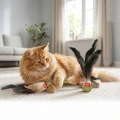 Фото Іграшка для котів WAUCAT Fun Natural Паличка з пір'ям та котячою м'ятою, 40 см Коричнева купити за ціною ₴127.00