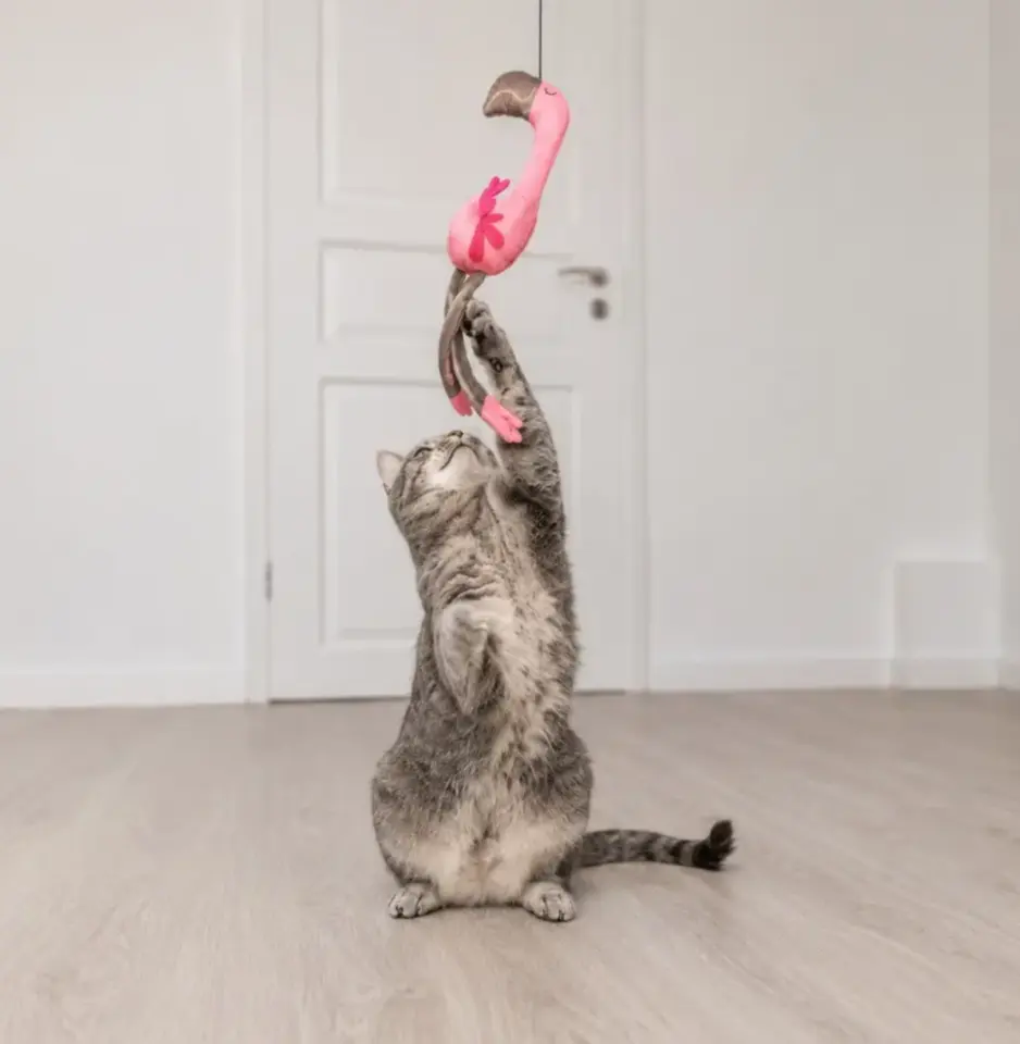 Фото Іграшка Trixie для котів Вудочка з фламінго плюш/склопластик рожевий 42-106 см арт. 45647 купити за ціною ₴459.00