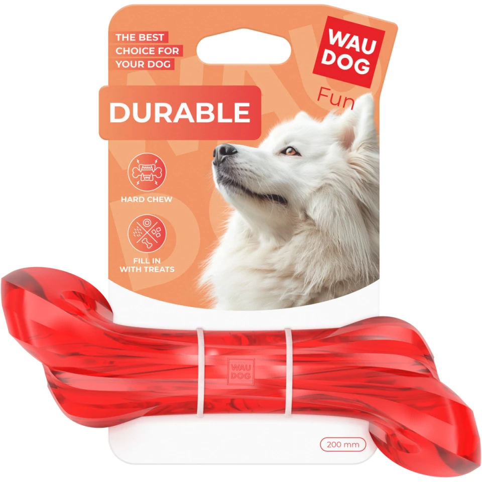 Фото Іграшка для собак WAUDOG Fun Durable Кістка, термопластична гума, 200 мм, червоний купити за ціною ₴328.00