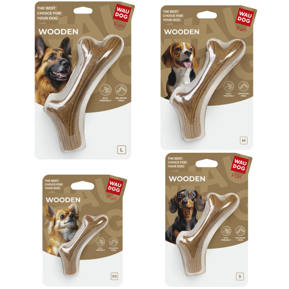 Фото Іграшка для собак WAUDOG Fun Wooden Ріг жувальний, M, 19 см купити за ціною ₴405.00