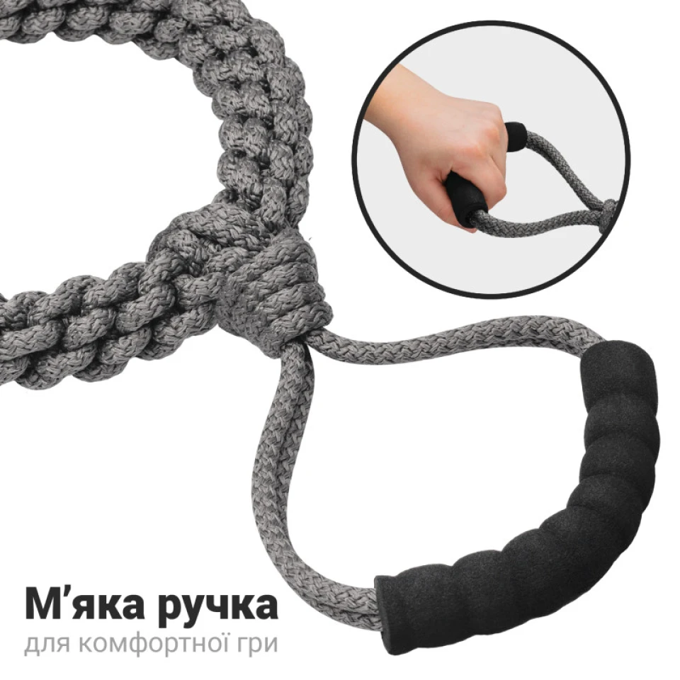Фото Іграшка для собак зі шнура Кільце з ручкою ТМ Barksi, діаметр 25 см, сіра купити за ціною ₴864.00