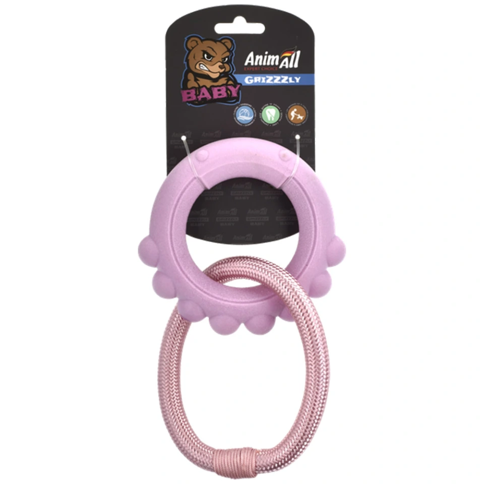 Фото Іграшка для собак AnimAll GrizZzly Baby 0402 Восьминіг з канатом, рожева лаванда, 13,5х12,8х2,6 см купити за ціною ₴251.00