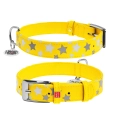 Фото Нашийник для собак шкіряний WAUDOG Glamour з QR паспортом, візерунок "Зірочка", світонакоплювальний, Ш 25 мм, Дов 38-49 см жовтий купити за ціною ₴560.70