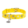 Фото Нашийник для собак шкіряний WAUDOG Glamour з QR паспортом, візерунок "Зірочка", світонакоплювальний, Ш 25 мм, Дов 38-49 см жовтий купити за ціною ₴560.70