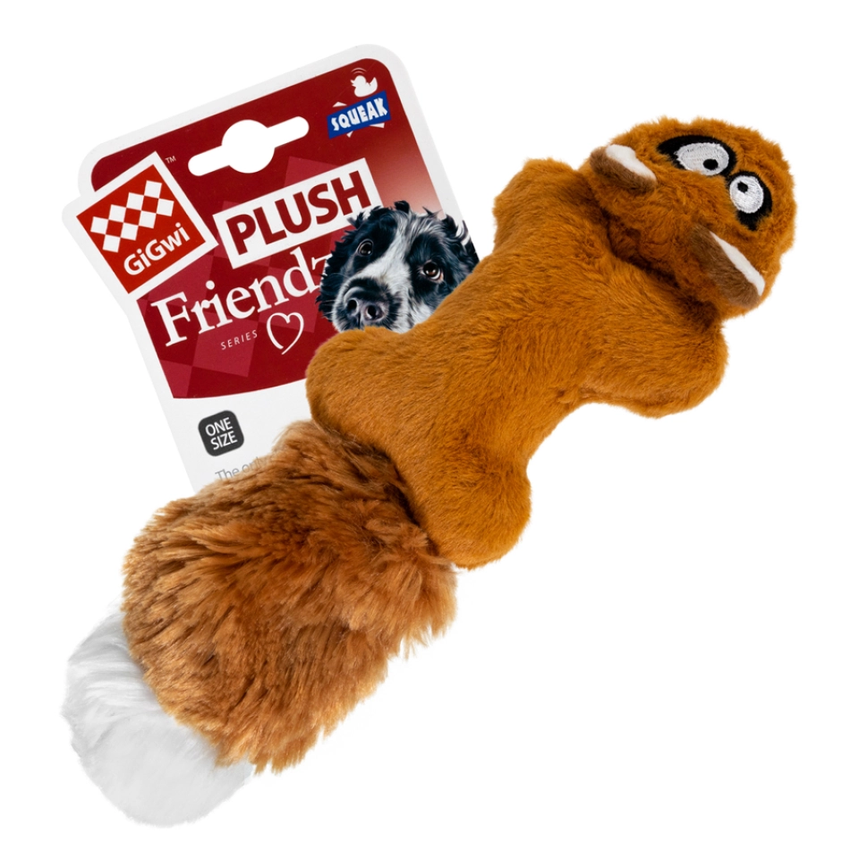 Фото Іграшка для собак Білка з 2-ма пищалками GiGwi Plush, плюш, штучне хутро, гума, 24 см купити за ціною ₴345.00