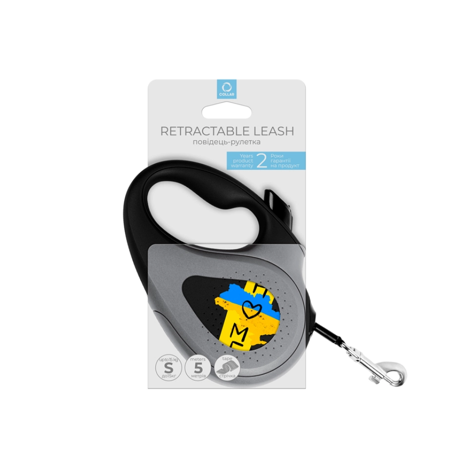 Фото Повідець-рулетка для собак WAUDOG R-leash, малюнок "Дім", S, до 15 кг, 5 м, світловідбиваюча стрічка чорний купити за ціною ₴584.60