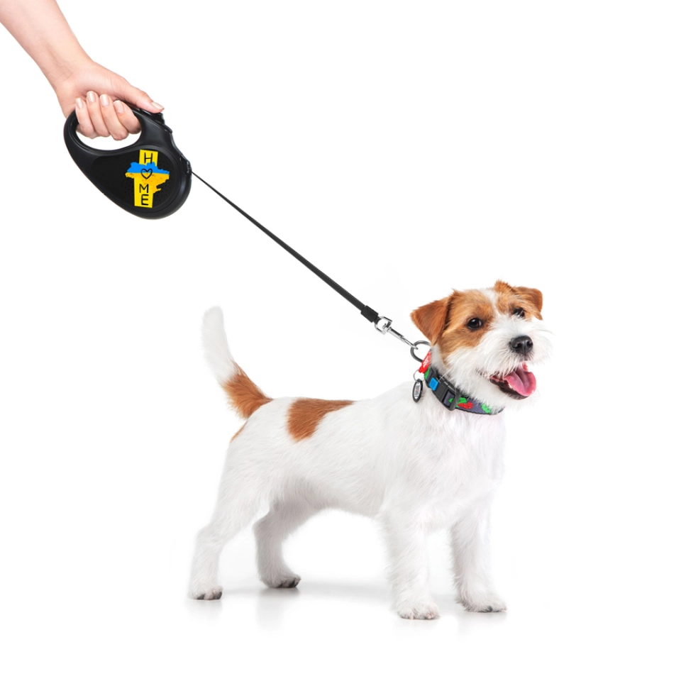 Фото Повідець-рулетка для собак WAUDOG R-leash, малюнок "Дім", S, до 15 кг, 5 м, світловідбиваюча стрічка чорний купити за ціною ₴584.60