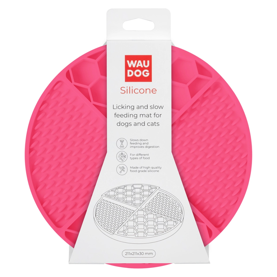 Фото Килимок для злизування і повільного харчування WAUDOG Silicone, 211х211х30 мм, рожевий купити за ціною ₴444.00