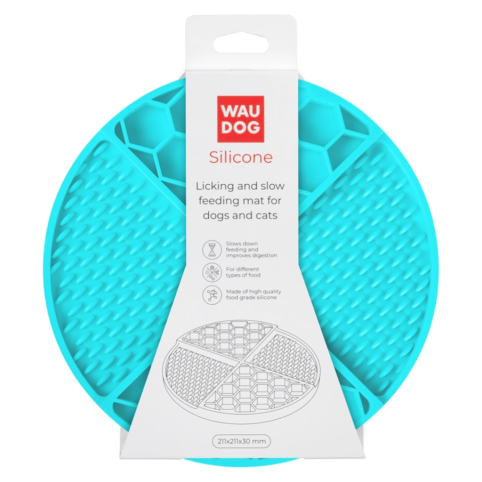 Фото Килимок для злизування і повільного харчування WAUDOG Silicone, 211х211х30 мм, блакитний купити за ціною ₴444.00