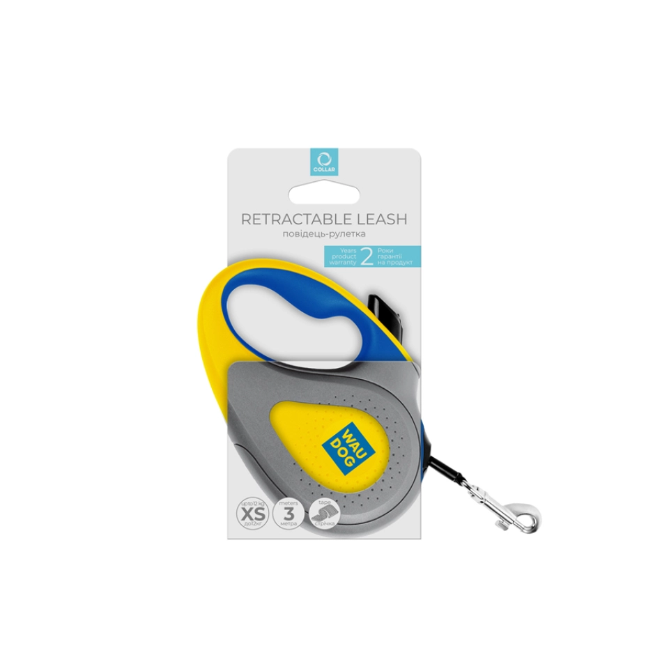 Фото Повідець-рулетка для собак WAUDOG R-leash, малюнок "Colors of freedom", XS, до 12 кг, 3 м, світловідбивна стрічка купити за ціною ₴520.20