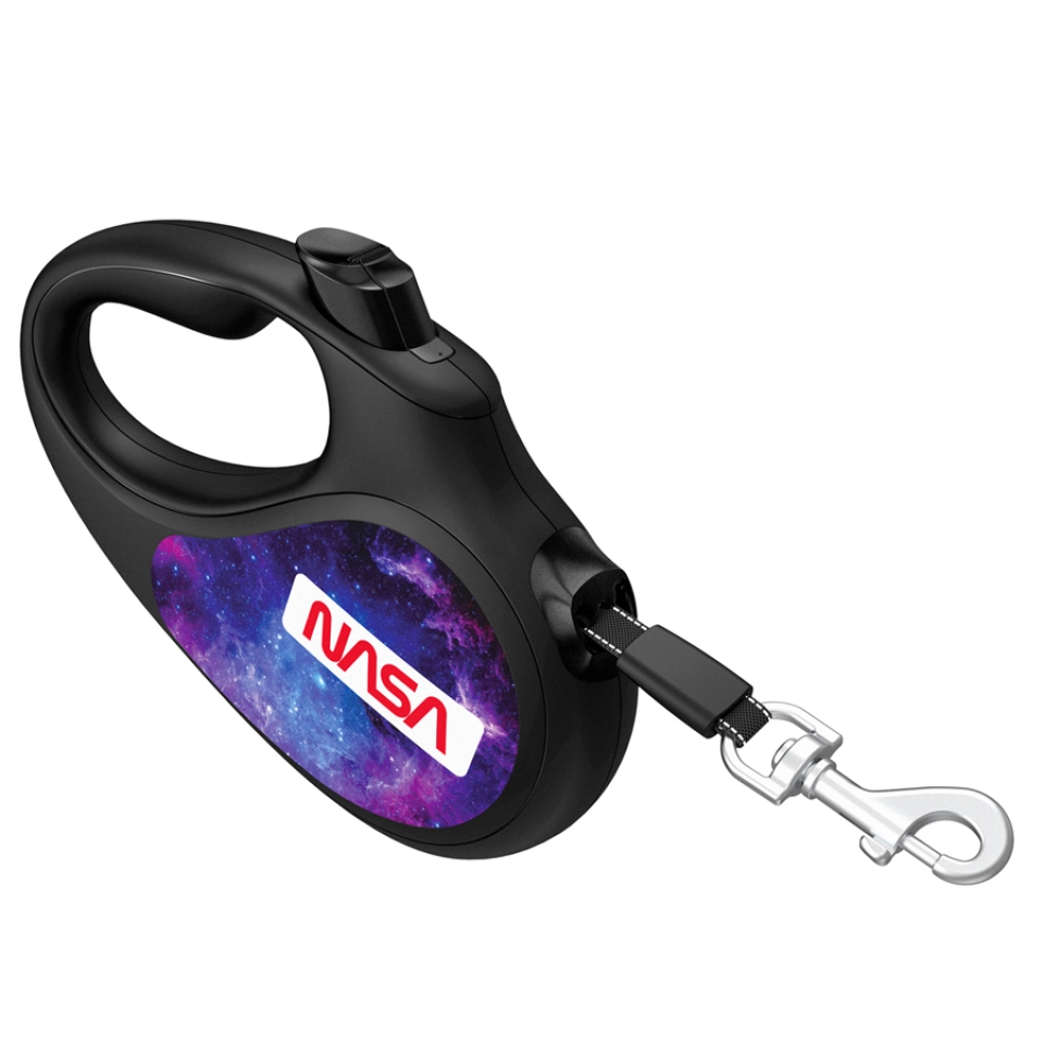 Фото Повідець-рулетка для собак WAUDOG R-leash, малюнок "NASA21", S, до 15 кг, 5 м, світловідбиваюча стрічка чорний купити за ціною ₴584.77
