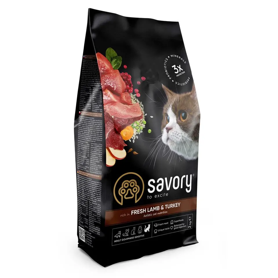 Фото Savory Adult Cat Sensitive Digestion Fresh Lamb & Turkey купити за ціною ₴1088.00