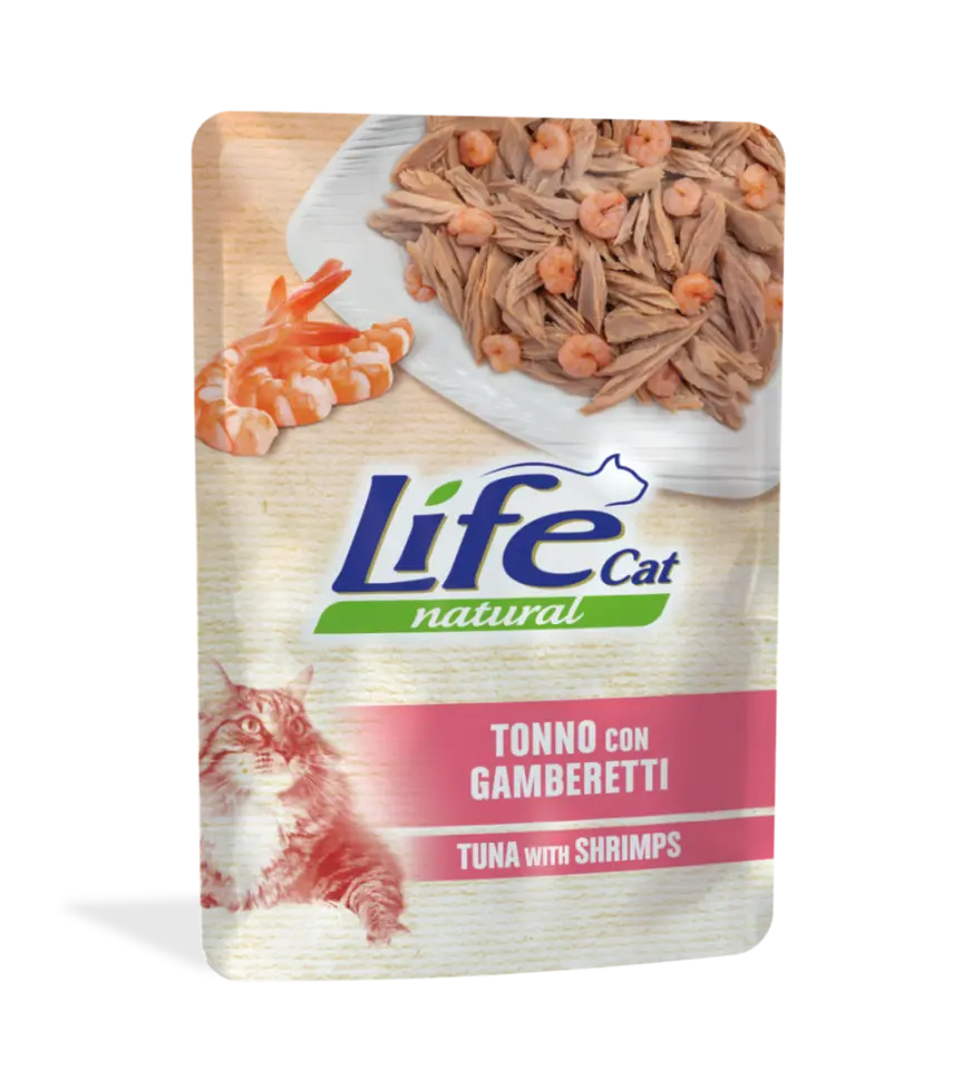 Фото Вологий корм для котів ЛайфКет LifeCat Тунець з креветками купити за ціною ₴73.00