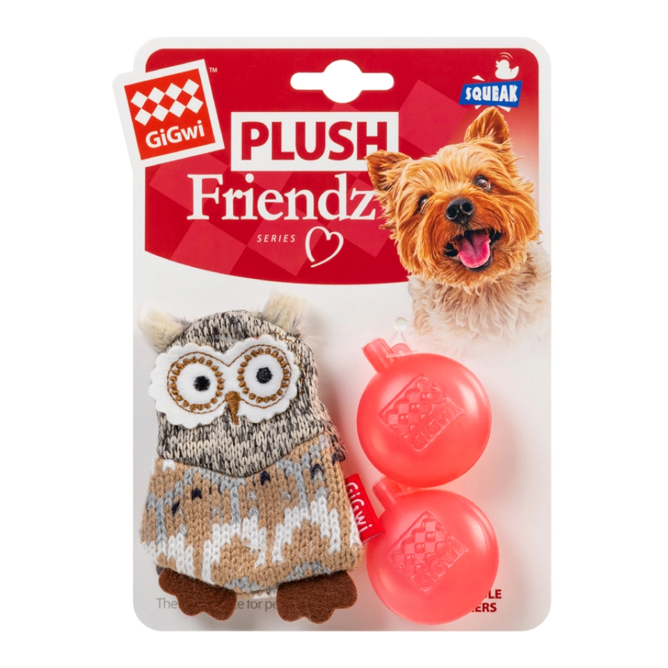 Фото Іграшка для собак Сова з пищалкою GiGwi Plush, текстиль, 10 см купити за ціною ₴221.00