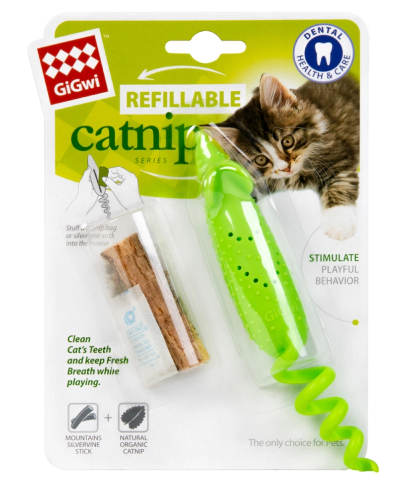 Фото Іграшка для котів Мишка гумова GiGwi Refillable Catnip, гума, 16,5 см купити за ціною ₴353.00