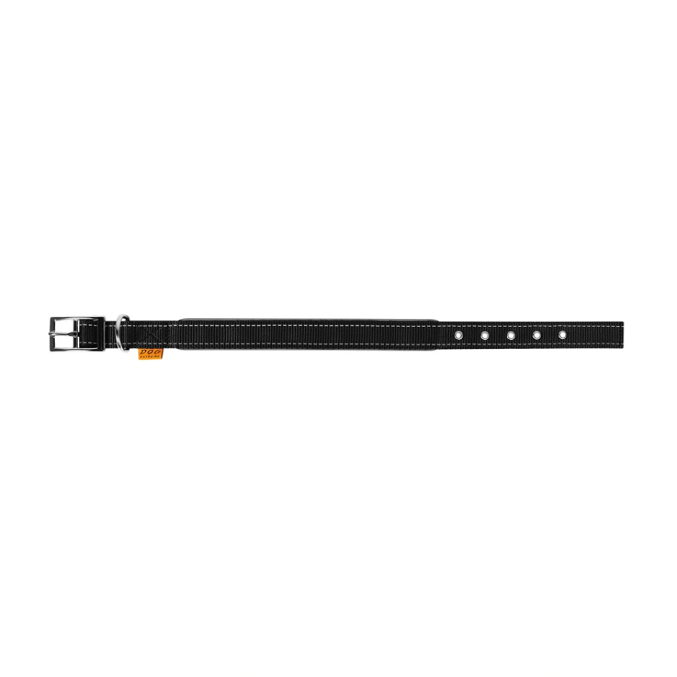 Фото Нашийник "Dog Extreme" з нейлону, подвійний зі світловідбиваючою вставкою (ширина 14мм, довжина 27-35см), чорний купити за ціною ₴153.00