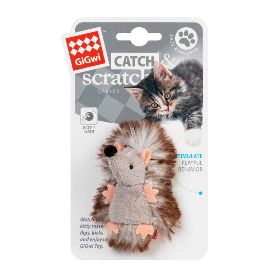 Фото Іграшка для котів Їжачок з брязкальцем GiGwi Catch & Scratch плюш, штучне хутро, 7 см купити за ціною ₴225.00