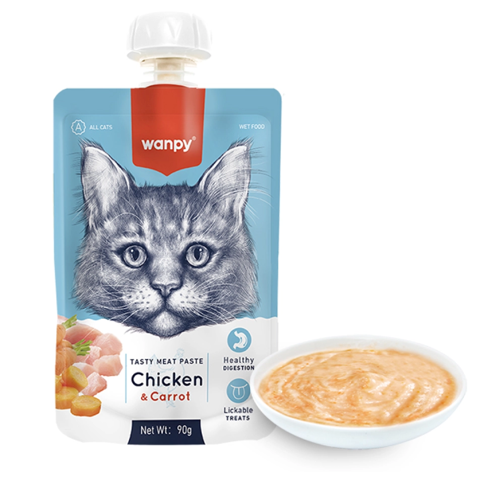 Фото Ванпі Wanpy Chicken & Carrot КРЕМ-ПЮРЕ КУРКА З МОРКВОЮ рідкий корм для котів купити за ціною ₴109.00