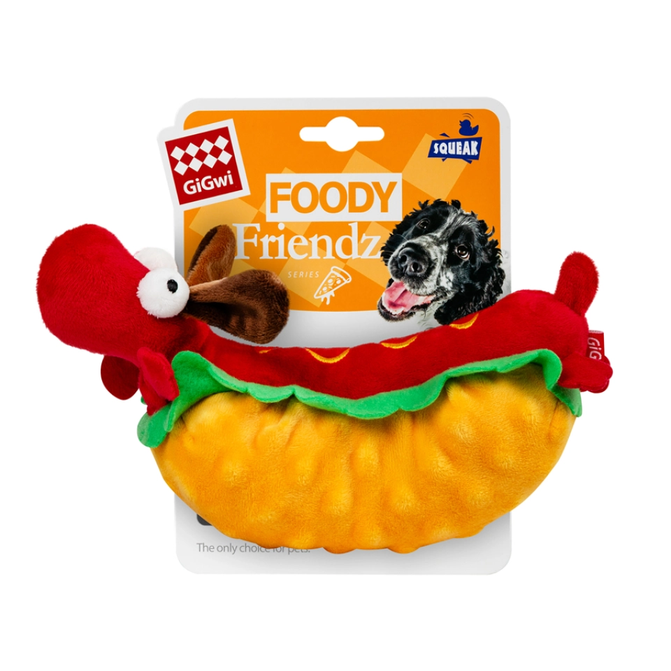 Фото Іграшка для собак Хот-Дог з пищалкою GiGwi Foody Friends, текстиль, плюш, 24 см купити за ціною ₴409.00