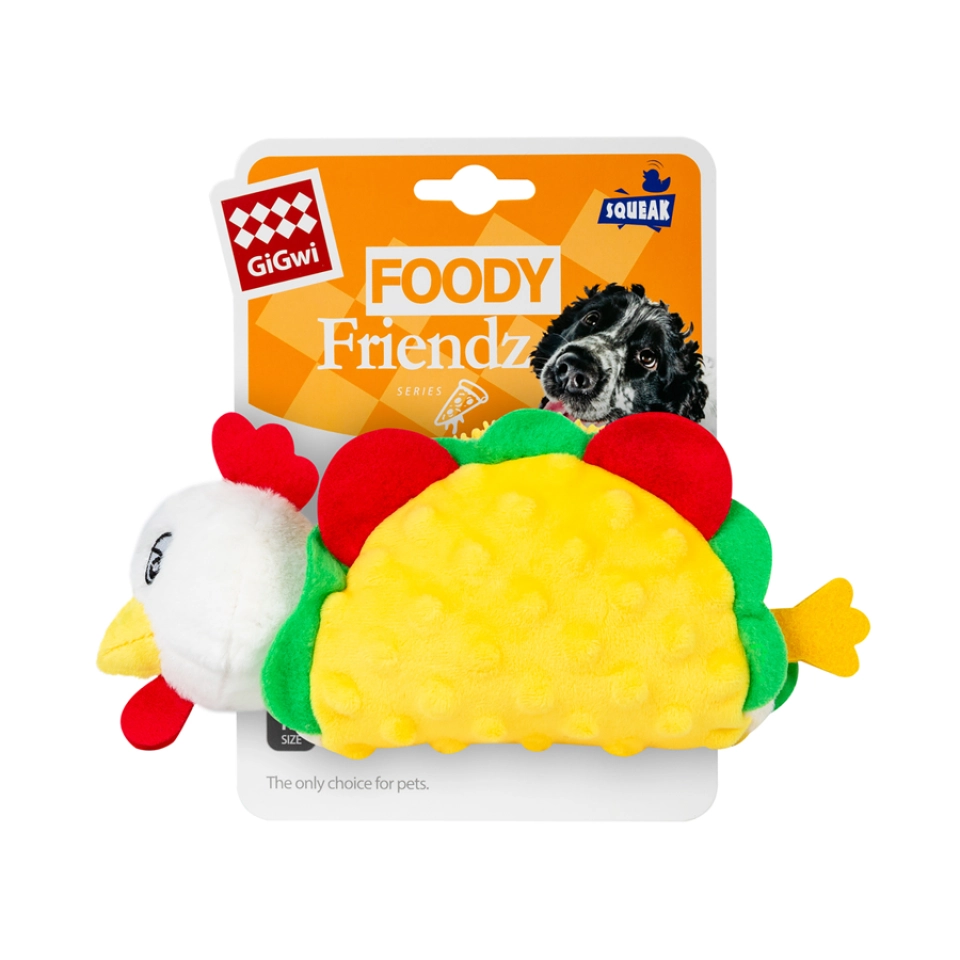 Фото Іграшка для собак Курячий Тако з пищалкою GiGwi Foody Friends, текстиль, плюш, 26 см купити за ціною ₴371.00