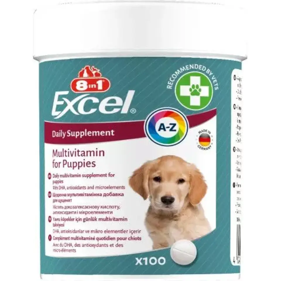 Фото Вітаміни для дорослих собак 8in1 Excel "Multi Vitamin Puppy", 100 таблеток купити за ціною ₴544.00