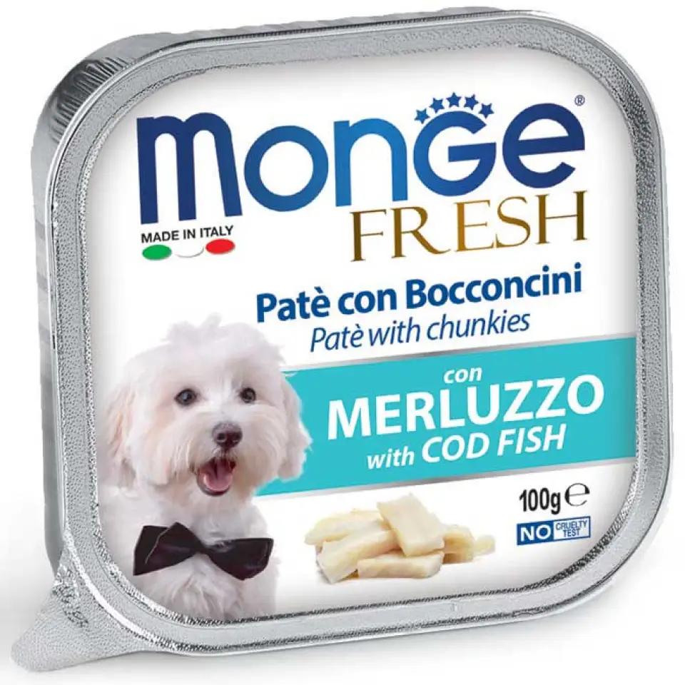 Фото Корм вологий для собак Монж Monge Dog FRESH з тріскою купити за ціною ₴53.00