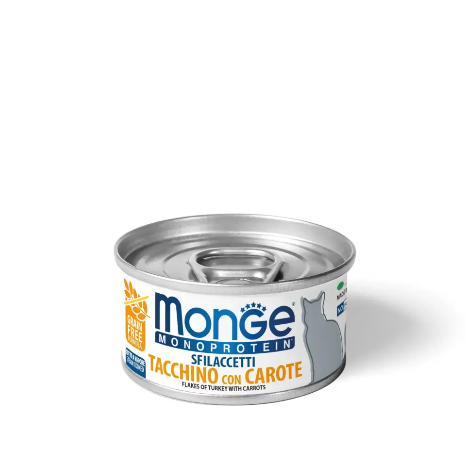 Фото Monge Cat MONOPROTEIN м'ясні пластівці з індички з морквою купити за ціною ₴83.00