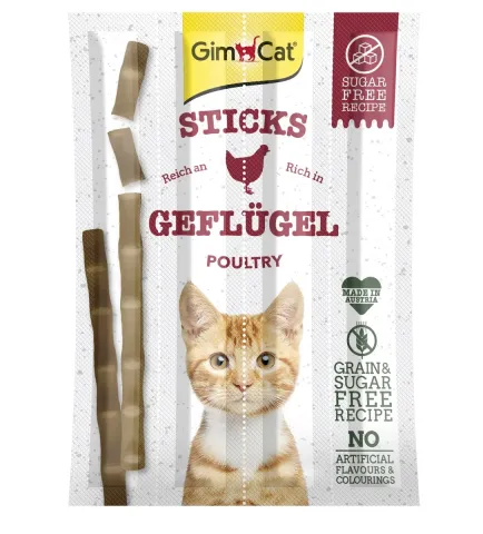 Палички ДжимКет для котів Ласощі GimCat Sticks з м'ясом домашніх птахів, 4шт купити за ціною ₴129.00