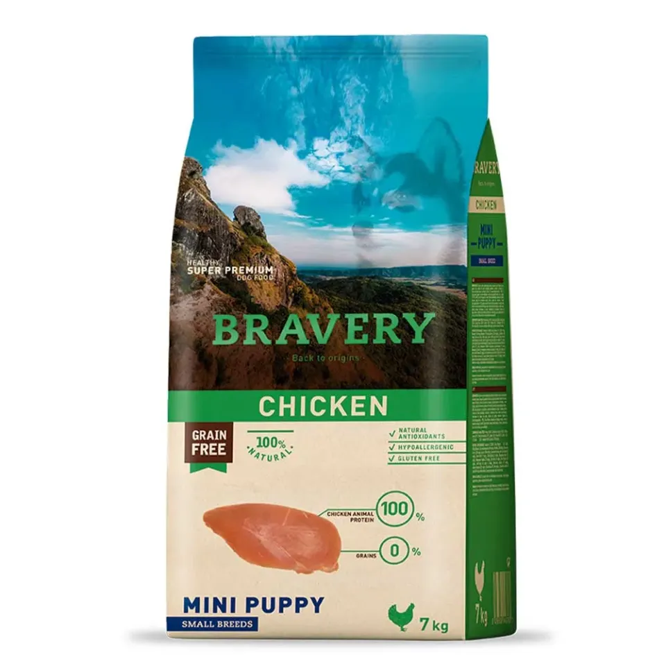 Фото Сухий корм для цуценят дрібних порід Брейвері BRAVERY Chicken Mini Puppy з куркою купити за ціною ₴3266.30