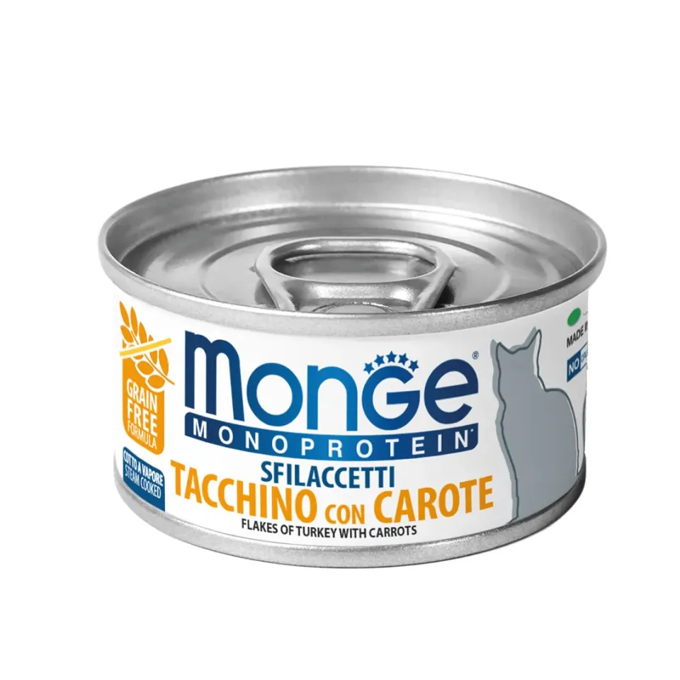 Фото Monge Cat MONOPROTEIN м'ясні пластівці з індички з морквою купити за ціною ₴83.00