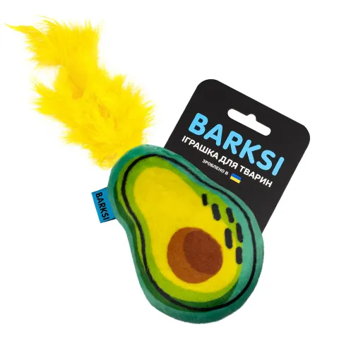 Іграшка для Котів Barksi Авокадо з дзвіночком та пір'ям (3338) купити за ціною ₴127.80