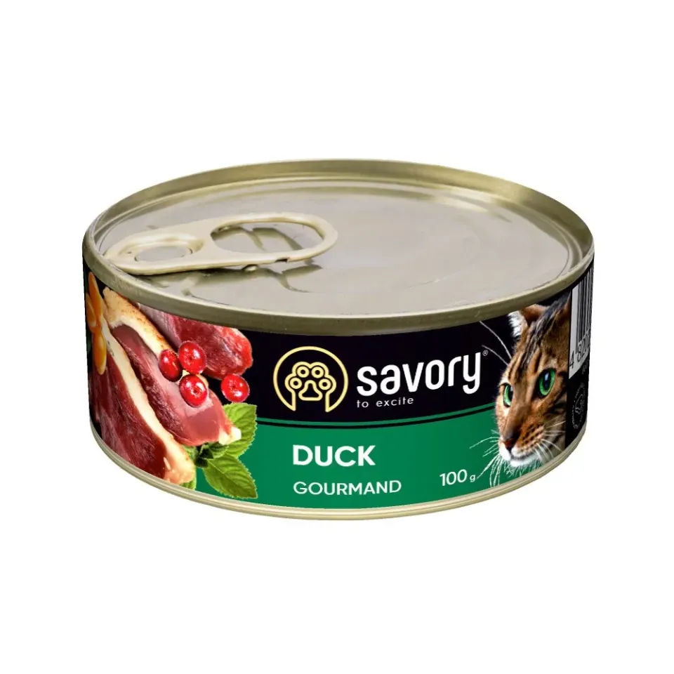 Фото Вологий корм Сейворі Savory Cat Adult Duck з качкою 100 г купити за ціною ₴60.00