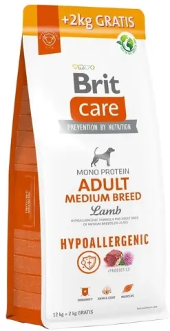 Бріт Кеа для собак Гіпоалергенний Корм для собак Brit Care Dog Hypoallergenic Adult Medium Breed з ягням 12+2 кг купити за ціною ₴4099.00
