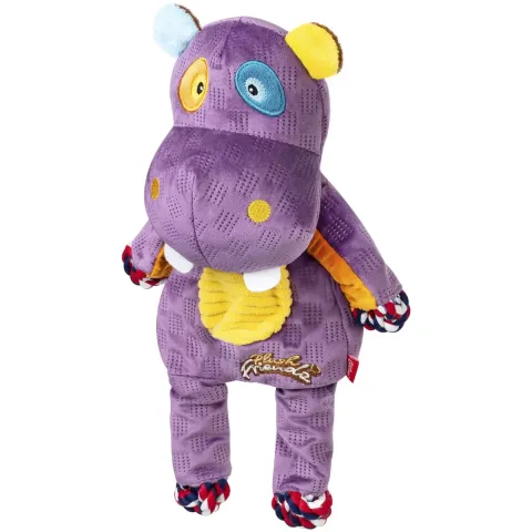 Іграшка для собак Бегемот з мотузками та пищалкою GiGwi Plush Friendz, текстиль, 34 см Фіолетовий купити за ціною ₴612.00