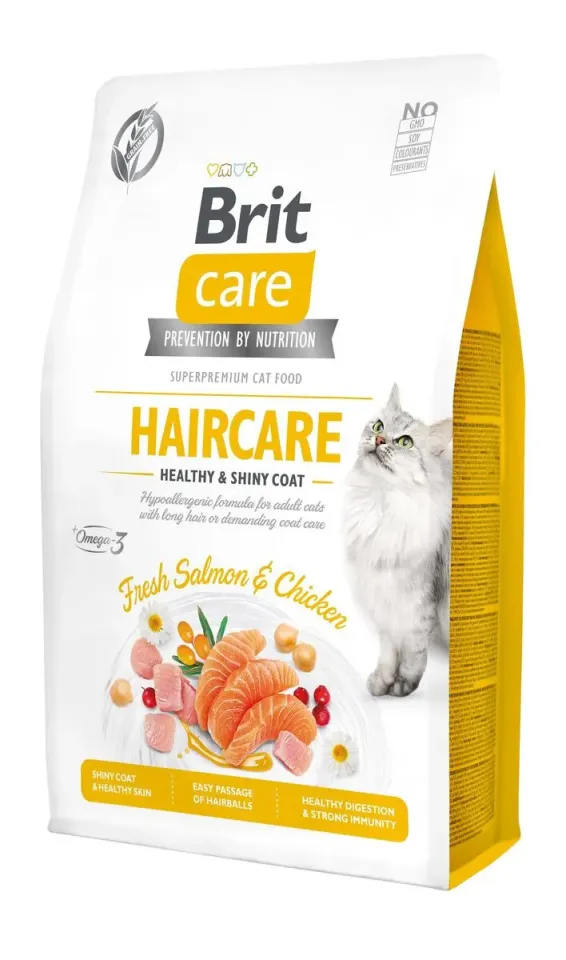 Фото Бріт Кеа Корм для котів Brit Care Cat GF Haircare Healthy & Shiny Coat Бріт Кер (курка і лосось) купити за ціною ₴1099.00