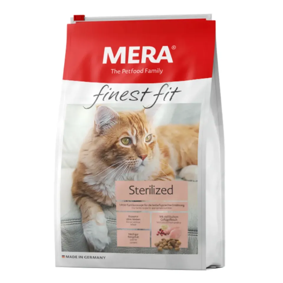Фото Мера MERA finest fit Sterilized корм для стерелізованих котів, зі свіжим м'ясом птиці та журавлиною, 1,5 кг купити за ціною ₴749.00