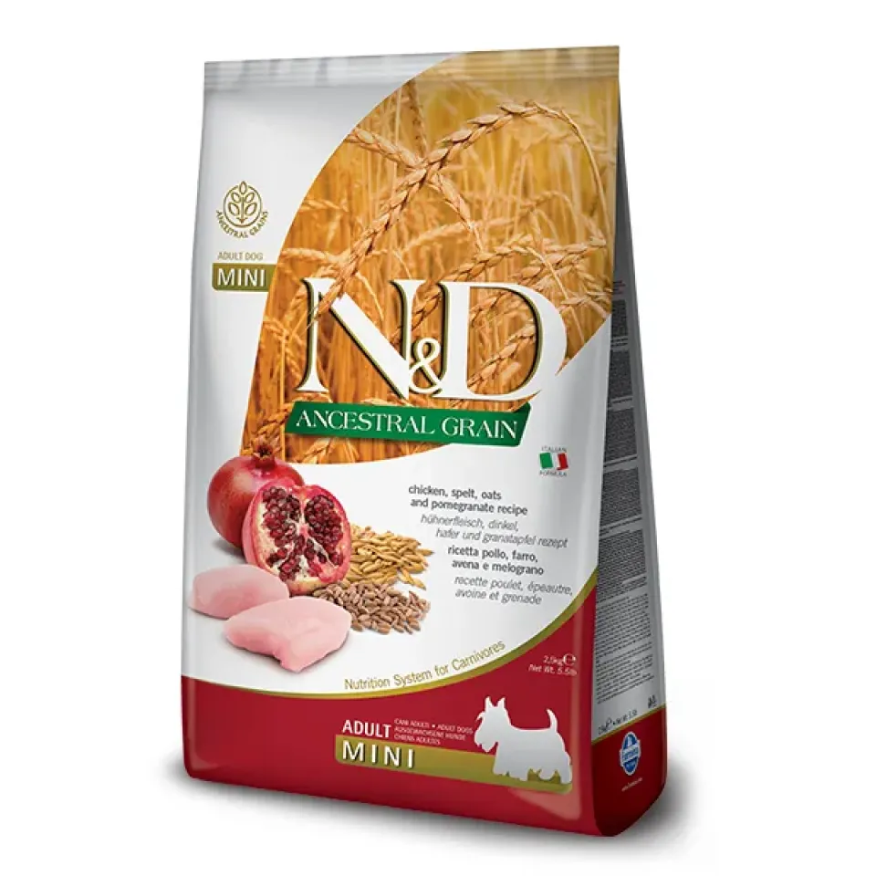 Фото Корм для собак Фарміна з куркою N&D Low Grain CHICKEN & POMEGRANATE ADULT MINI купити за ціною ₴477.00