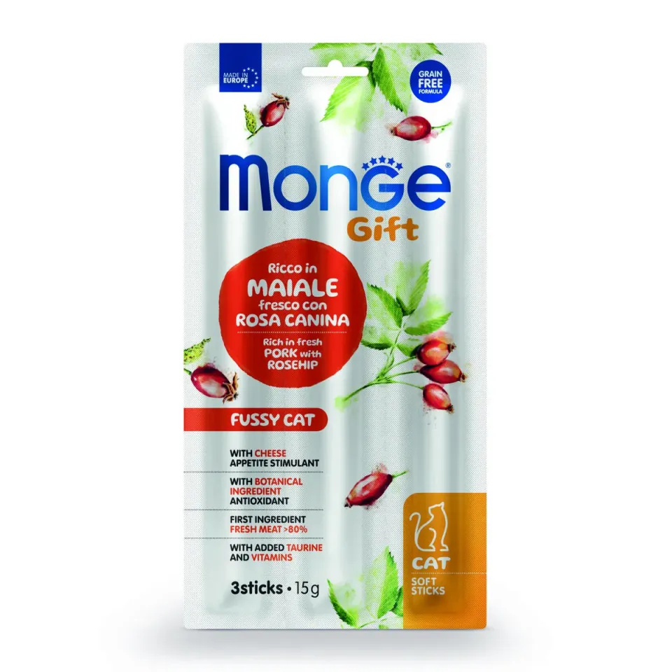 Фото Monge Gift Fussy Cat свинина з шипшиною і сиром купити за ціною ₴83.00
