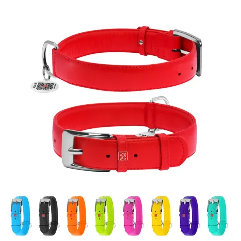 Нашийник для собак шкіряний WAUDOG Glamour з QR паспортом, без прикрас, Ш 35 мм, Дов 46-60 см червоний купити за ціною ₴814.50