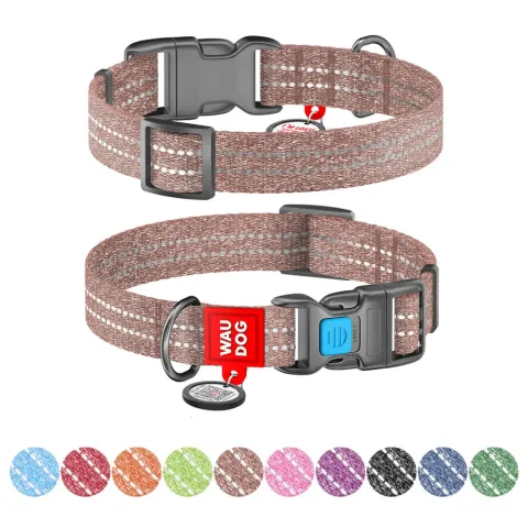 Нашийник WAUDOG Re-cotton з QR паспортом, відновлена бавовна, пластикова пряжка (ширина 20 мм, довжина 28-40 см), коричневий купити за ціною ₴157.00