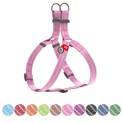 Шлея з відновленої бавовни WAUDOG Re-cotton з QR паспортом, світловідбиваюча, пластиковий фастекс, S, Ш 15 мм, Д 40-55 см  рожевий купити за ціною ₴277.00