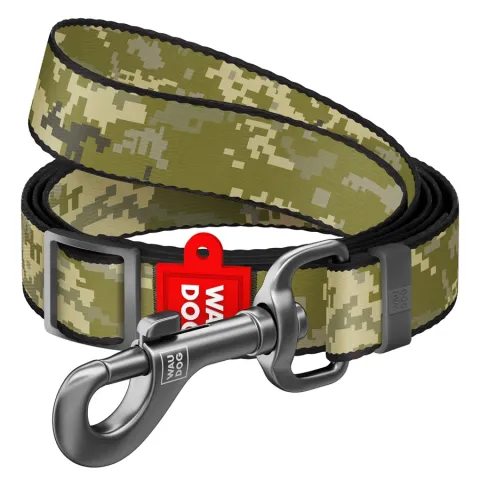 Повідець для собак з нейлону регульований WAUDOG Nylon малюнок "Мілітарі", розмір S, Ш 15 мм, Д 152-183 см купити за ціною ₴273.00